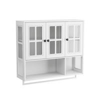 KÜCHENOBERSCHRANK 88/26/82,5 cm aus MDF und Glas mit Handtuchhalter Weiß - Weiß, Holzwerkstoff (88/82.5/26cm) - Modenvie
