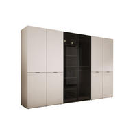 KLEIDERSCHRANK, Sandbeige / Antisol Glas / Sandbeige, 300 x 200 x 51 cm - Sandfarben/Schwarz, Holzwerkstoff (300/200/51cm) - 3XE LIVING