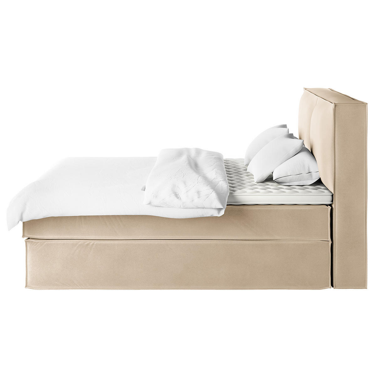 BOXSPRINGBETT mit Kopfteil - Premium - Beige, Textil (200/200cm) - home24