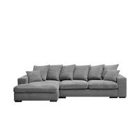 ECKSOFA Mit Schlaffunktion Und Bettkasten Couch L-form Gabon Stoff Zoom Grau Links - Grau, Holz (155/285cm) - Kaiser Möbel