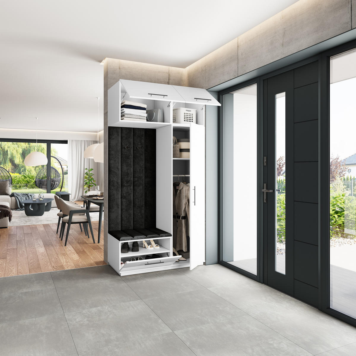 GARDEROBENSCHRANK REMA 120/240/60 cm Modern Weiß - Weiß, Holzwerkstoff (120/240/60cm) - MASSENO