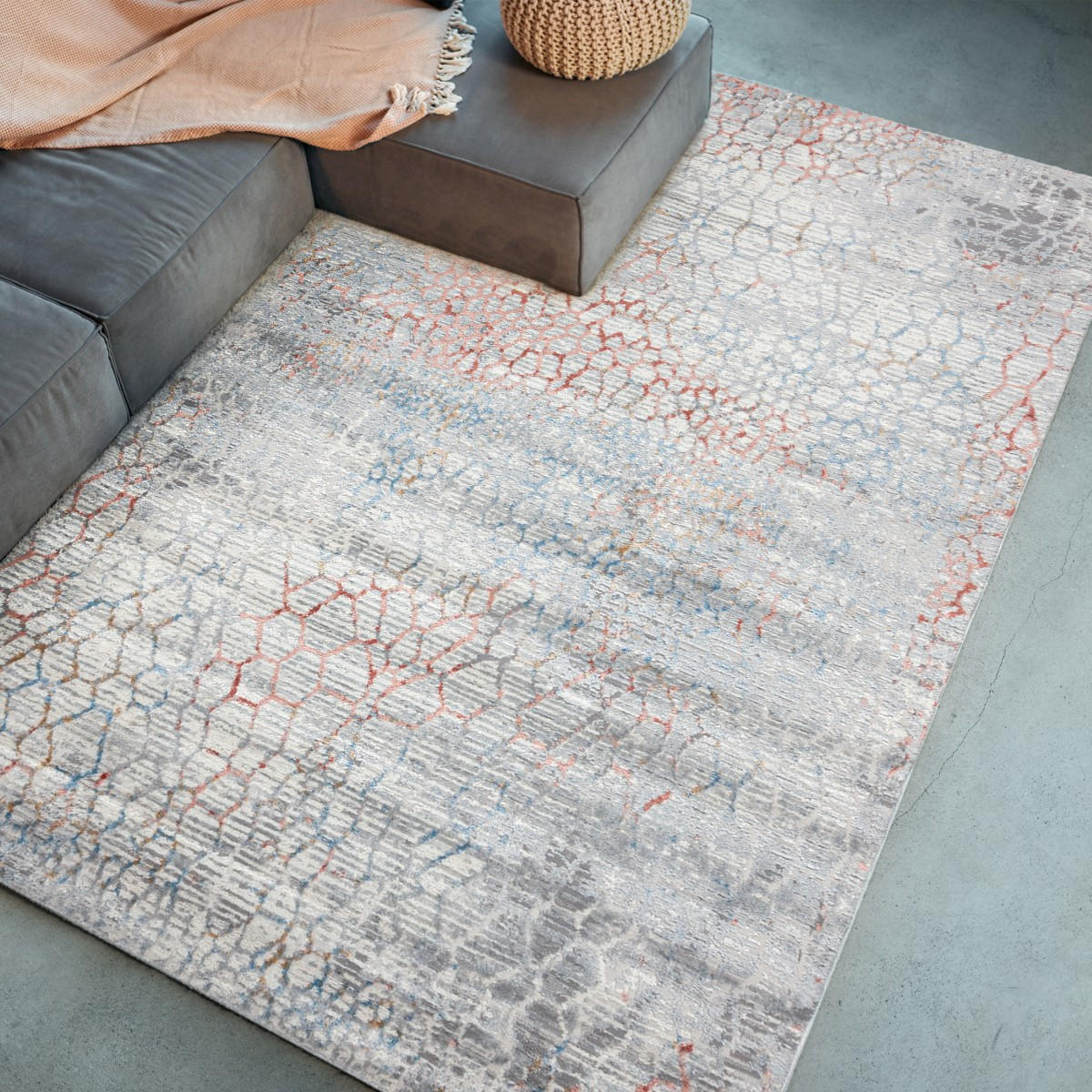 KOBEREC béžový grafitový krémový - 200 x 300 cm - šedá, textil (200/300cm) - Mazovia