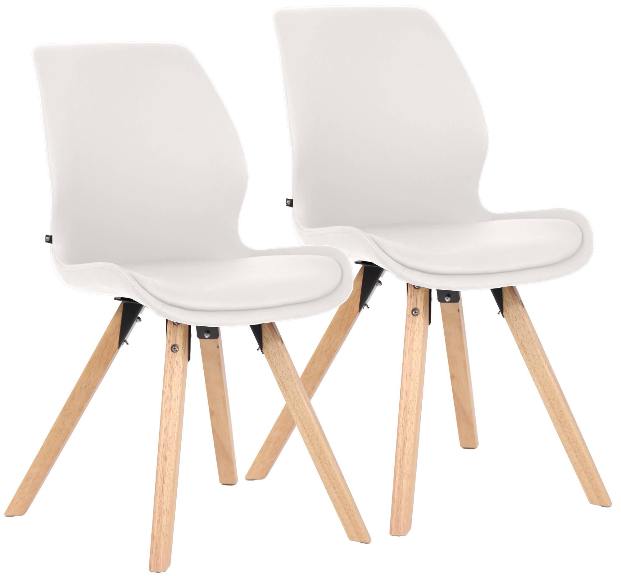 STUHL 2er Set Kunststoff weiß - Eukalyptusholzfarben/Weiß, Holz/Kunststoff (48/87/58cm) - CLP