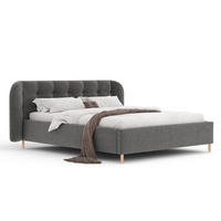 POLSTERBETT Nuno Grau 140/200 cm im Chenille-Stoff - Naturfarben/Grau, Holz/Holzwerkstoff (140/200cm) - Maison de Reve