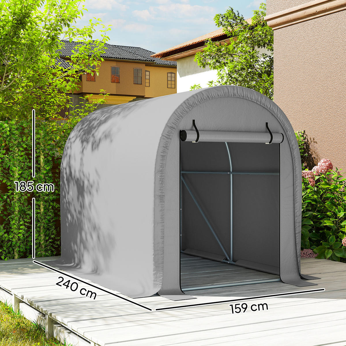 FAHRRADGARAGE DE-16895 160g/m² PE mit UV-Schutz Hellgrau - Hellgrau, Kunststoff (159/185/240cm) - ComfortXL