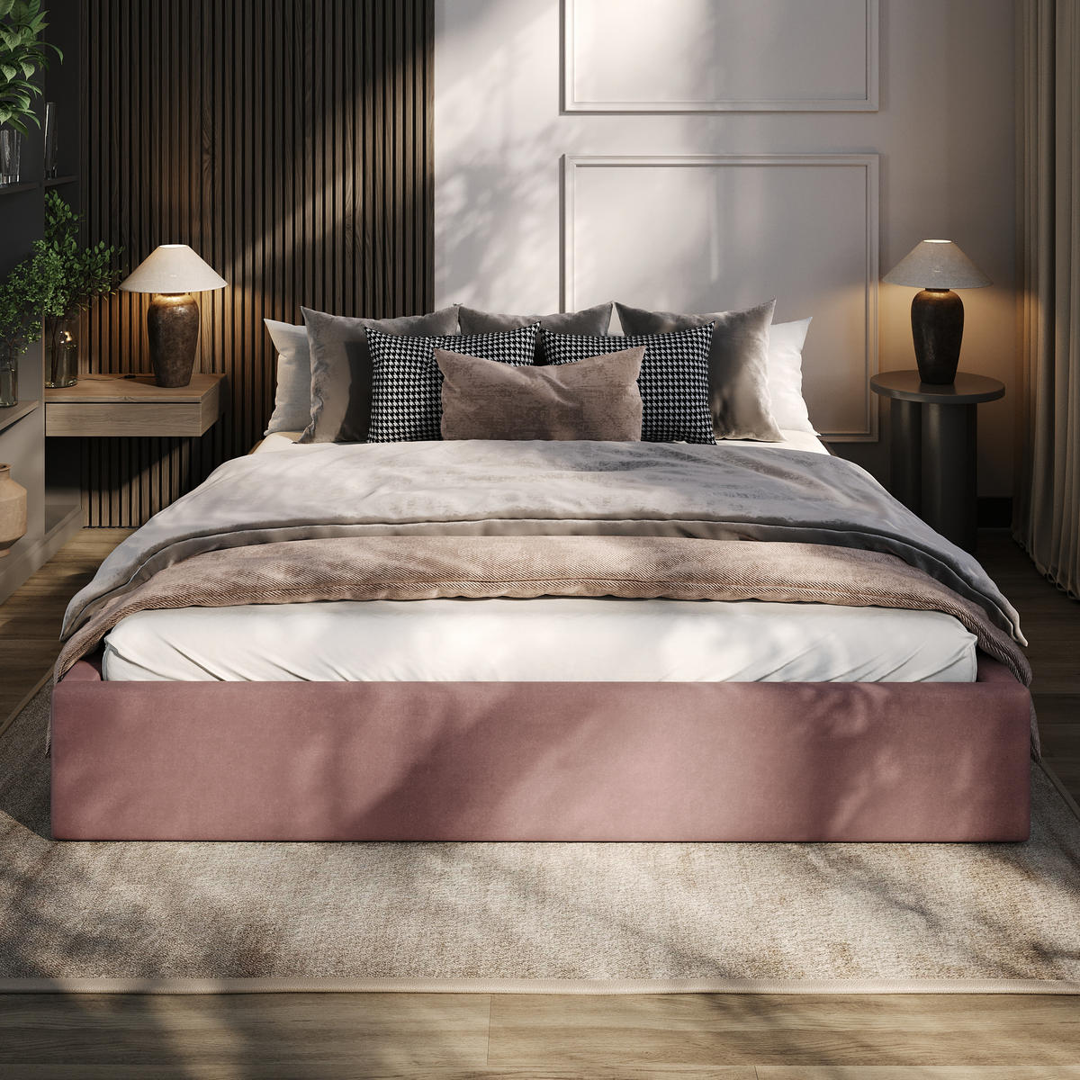 POLSTERBETT 180x200cm Bett mit Stauraum Lattenrost Altrosa - Altrosa, Holz/Holzwerkstoff (180/200cm) - Muralo