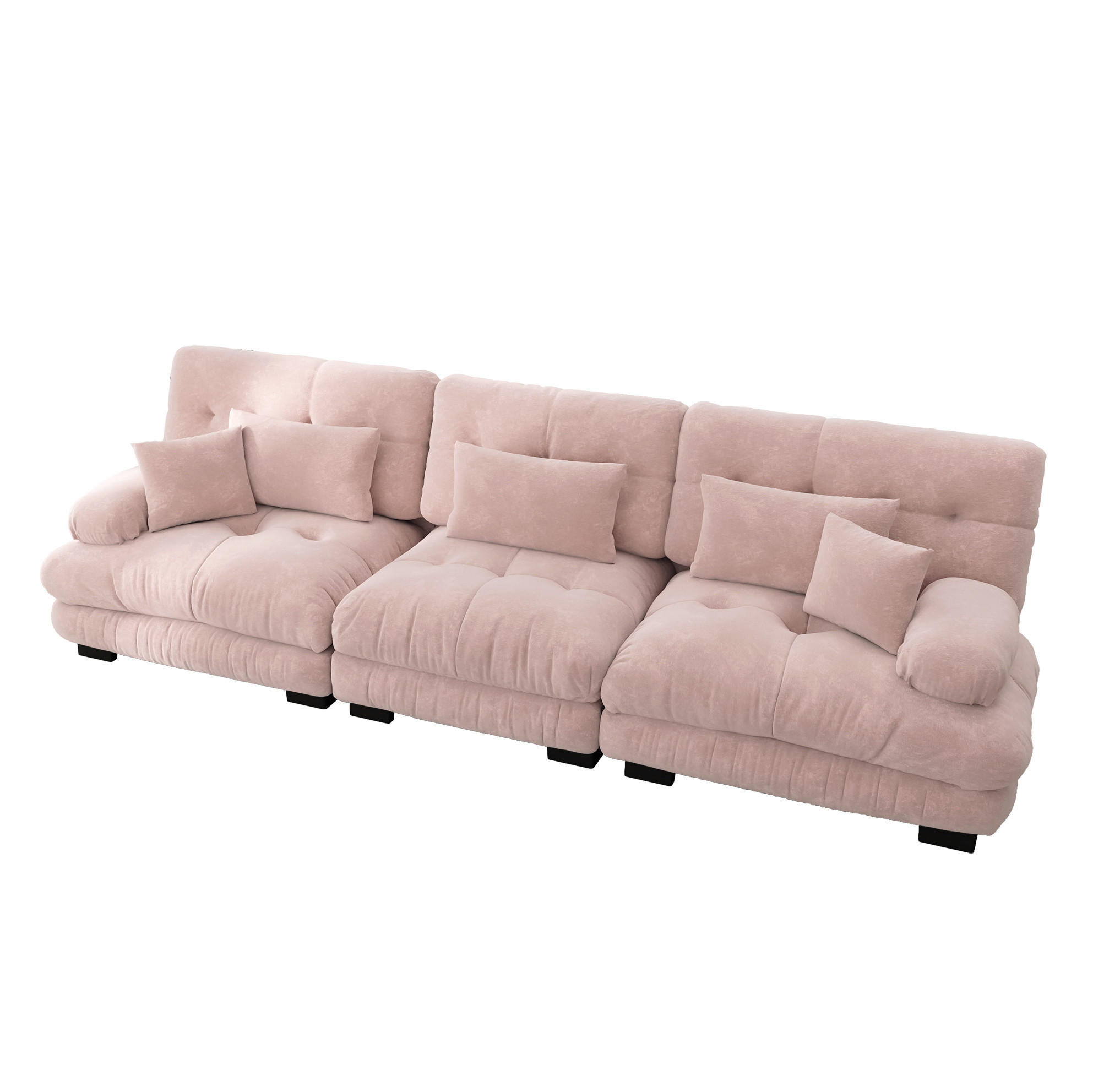 SOFA modular mit tiefem Sitz Chenille Pink - Pink, Kunststoff (77/81/313cm) - Meubliv