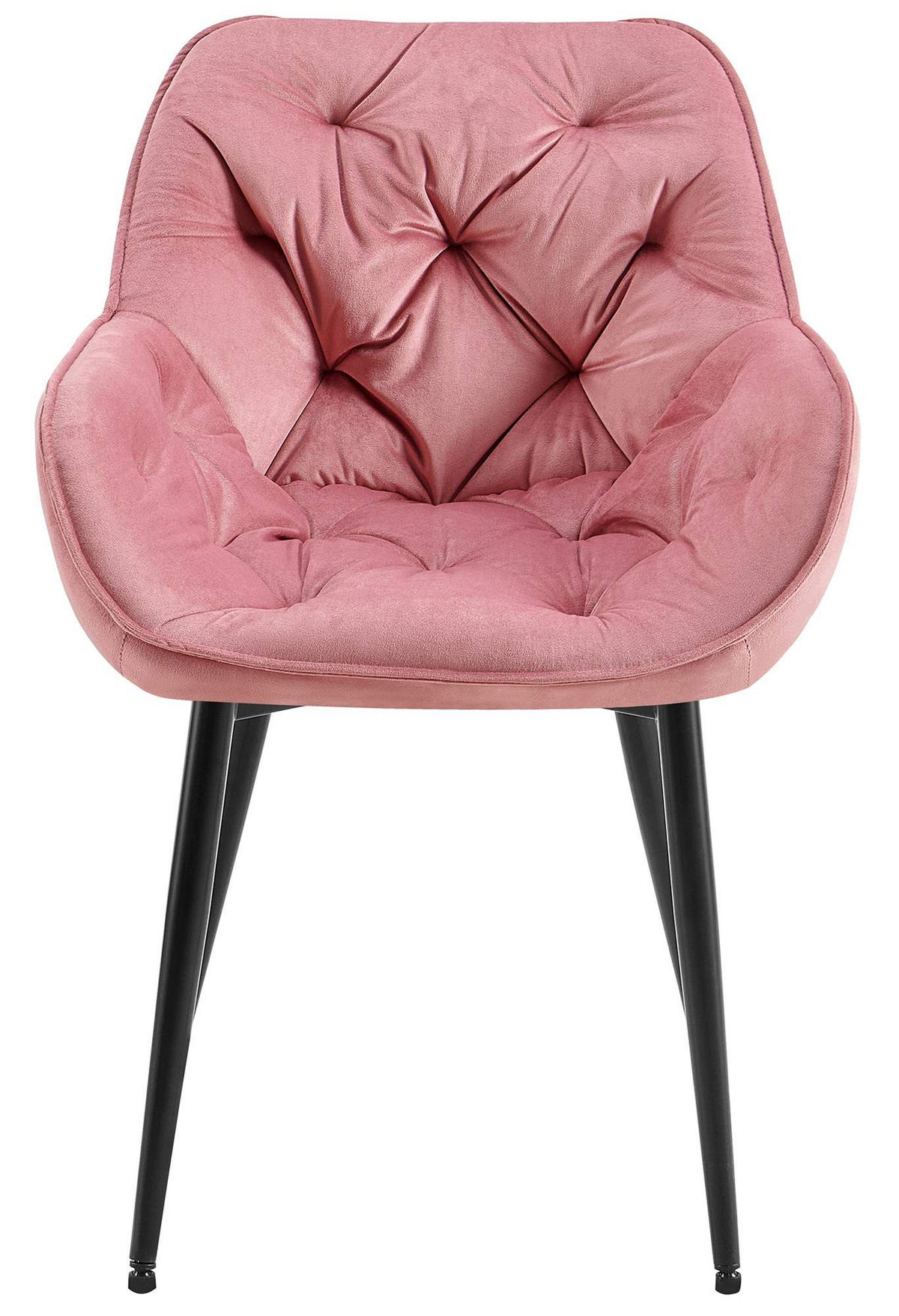 ARMLEHNENSTUHL Samt rosa - Schwarz/Rosa, Textil/Metall (58/83/62cm) - CLP