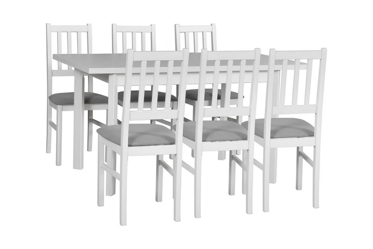 STUHL Bos 4 (2er Set) - Hellgrau/Weiß, Holz (43/94/40cm) - Leaf Design
