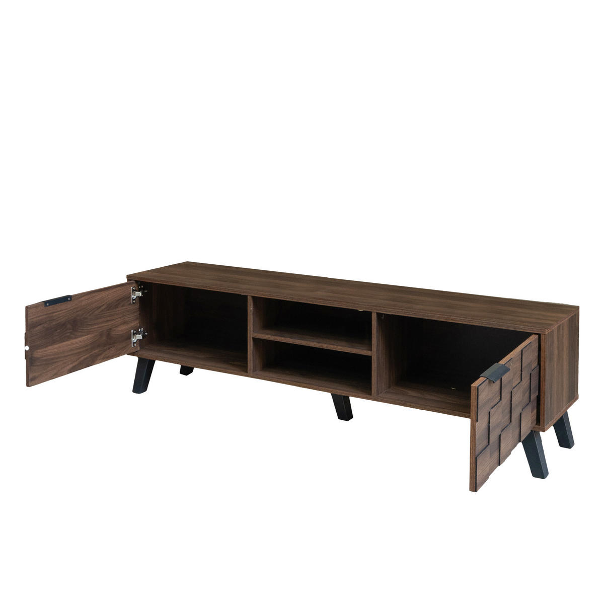 TV-ELEMENT 160.5/35.5/45 cm Dunkle Holzfarbe mit 2 Türen und 2 offenen Fächern - Ahornfarben, Holz (160.5/45/35.5cm) - Oxeza