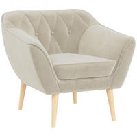 SESSEL Pirs 1 Sitzer Velvet Beige - Beige/Braun, Holz/Textil (80/75/74cm) - MKS