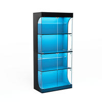 VITRINENSCHRANK Schwarz 80/35/165 cm mit LED Beleuchtung und Ladestation - Schwarz, Glas (80/165/35cm) - PARAFTA HOME