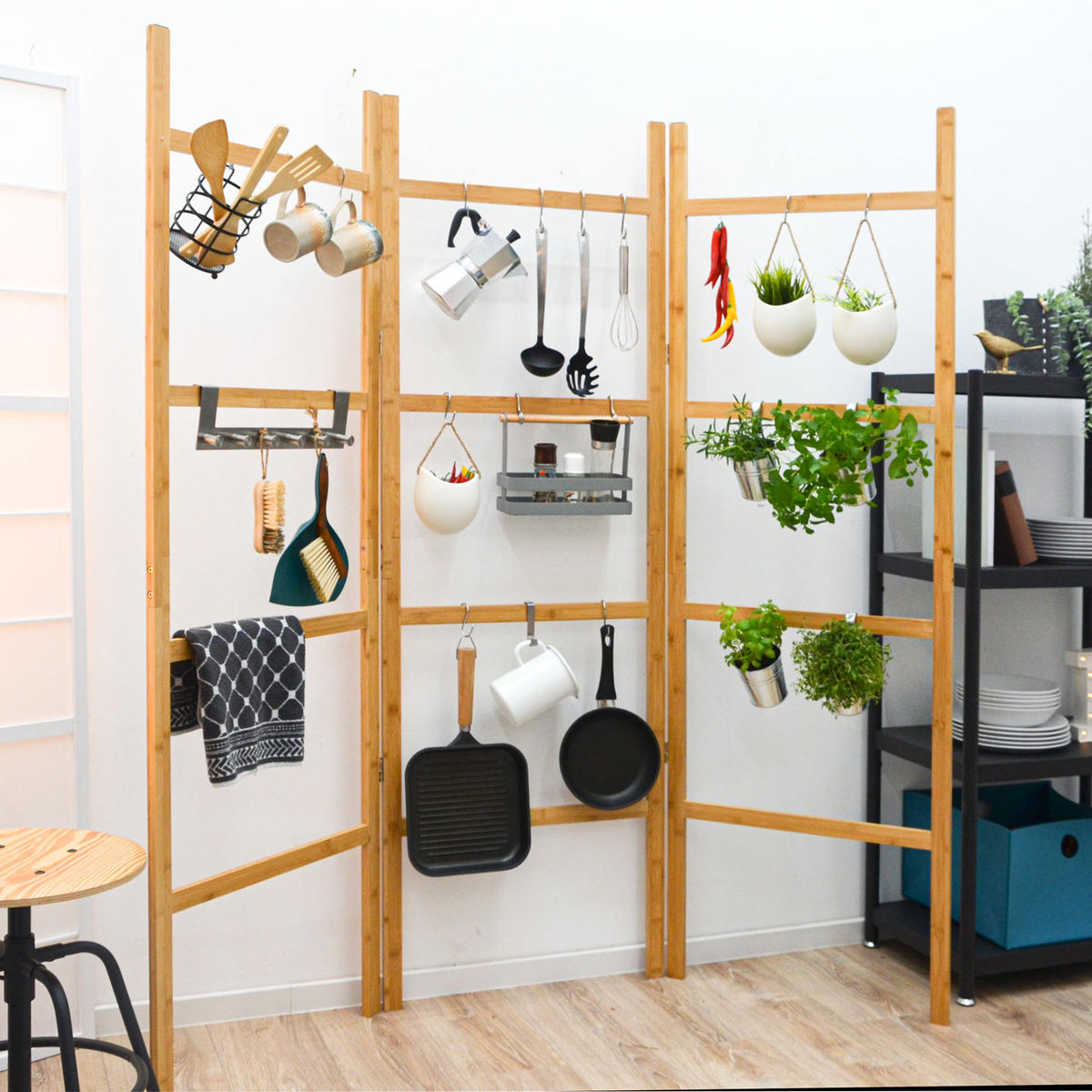 BAMBUS-RAUMTEILER 180x180 cm Faltbar - Braun, Holz (180/1.5/180cm) - Dunedesign