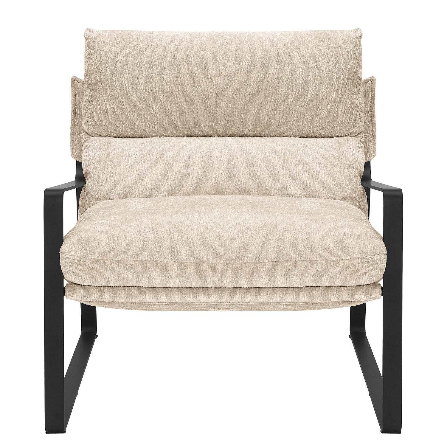 LOUNGESESSEL - Beige/Schwarz, Textil/Metall (76/76/81cm) - home24