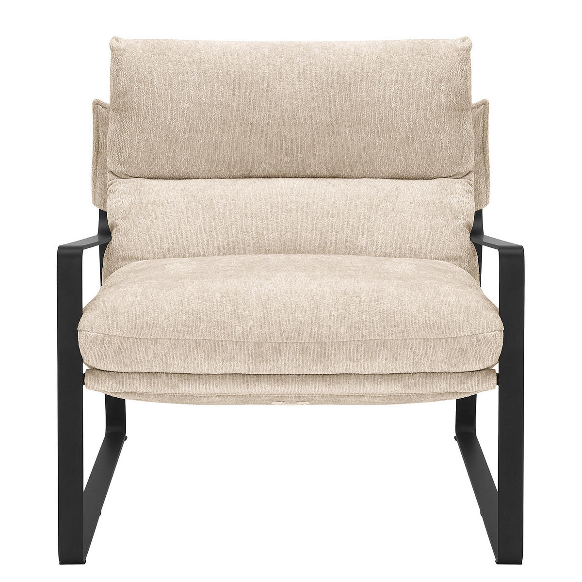 LOUNGESESSEL - Beige/Schwarz, Textil/Metall (76/76/81cm) - home24