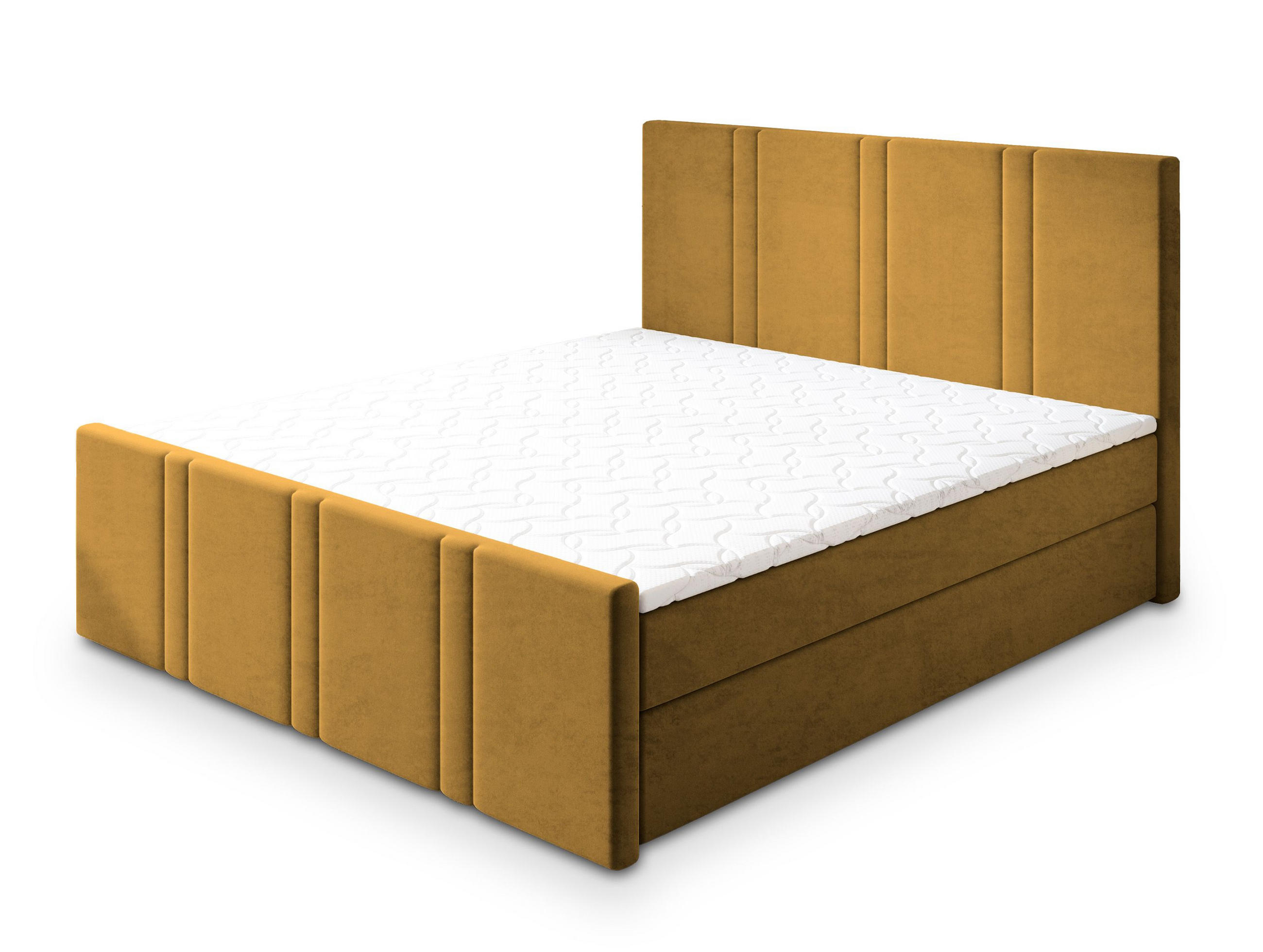 POSTEL BOXSPRING COMOZA 160x200 cm, s matrací a úložným prostorem, žlutá - žlutá, kompozitní dřevo/textil (160/200cm) - MASSENO