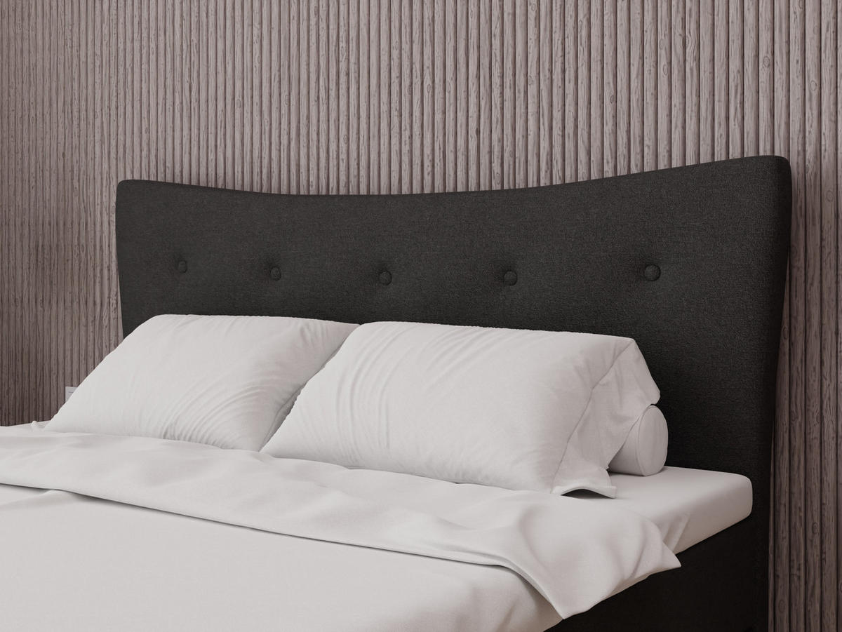 BOXBETT Nevada 180 x 200 cm Doppelbett mit hochwertiger Bonell-Matratze und Topper - schwarz - Schwarz, Holz (180/200cm) - Panda Möbel