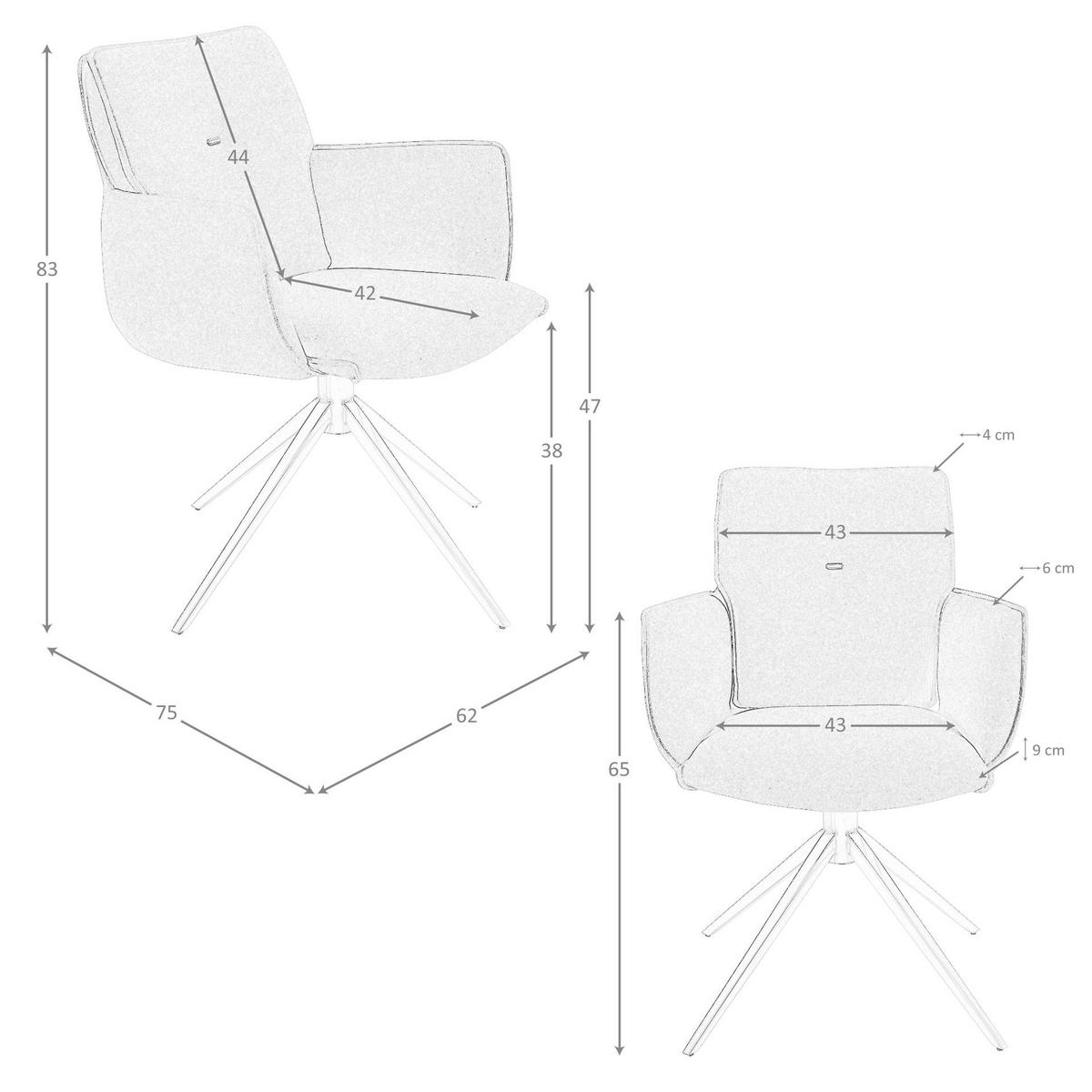 STUHL Drehstuhl aus olivgrünem Stoff 62/75/83 cm - Messingfarben/Olivgrün, Textil/Metall (62/83/75cm) - ANGEL CERDA