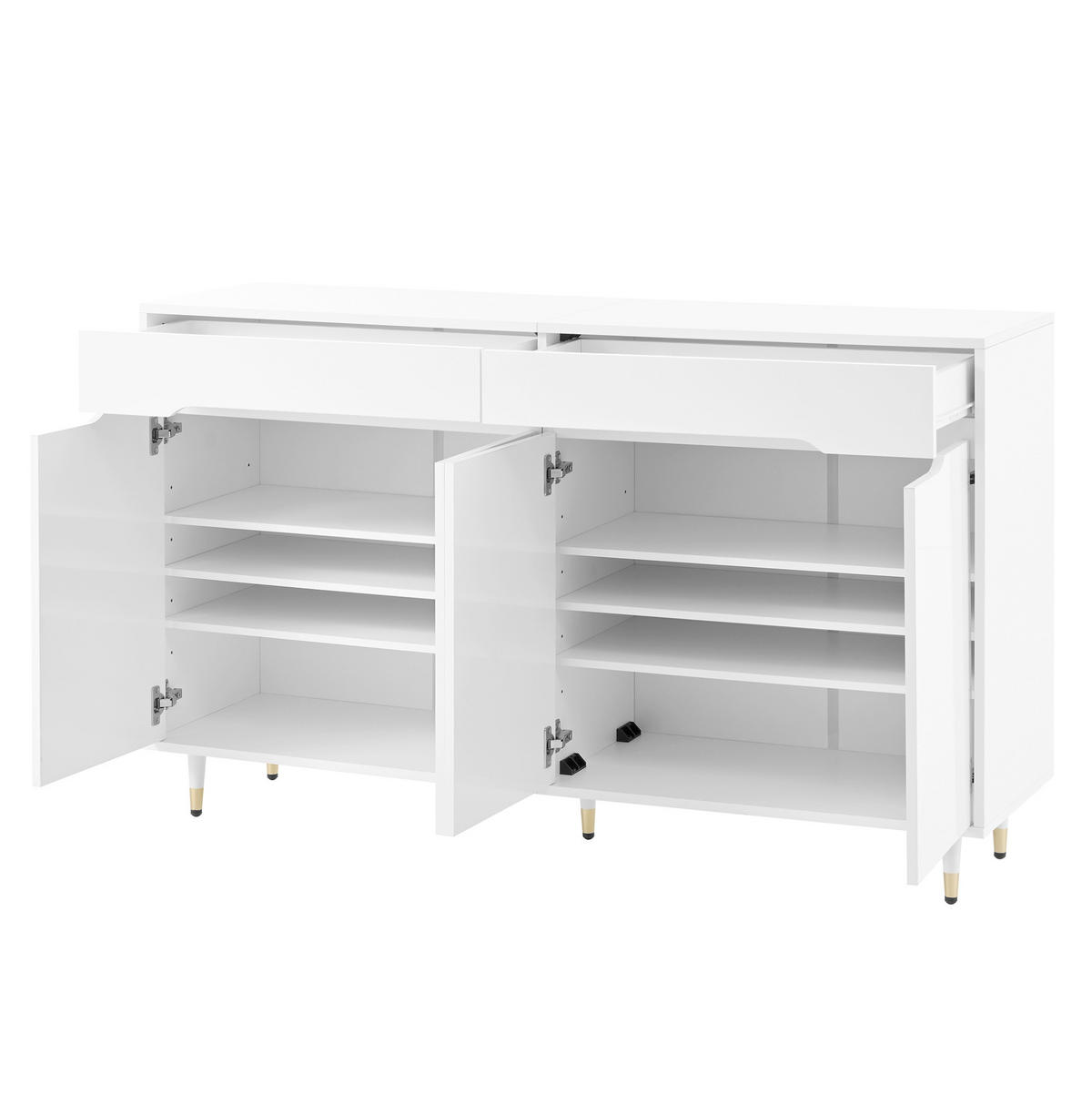 SCHUHSCHRANK mit 2 Türen und 2 Schubladen 140 x 39 x 84 cm Weiß - Weiß, Holz (39/84/140cm) - Beauniv