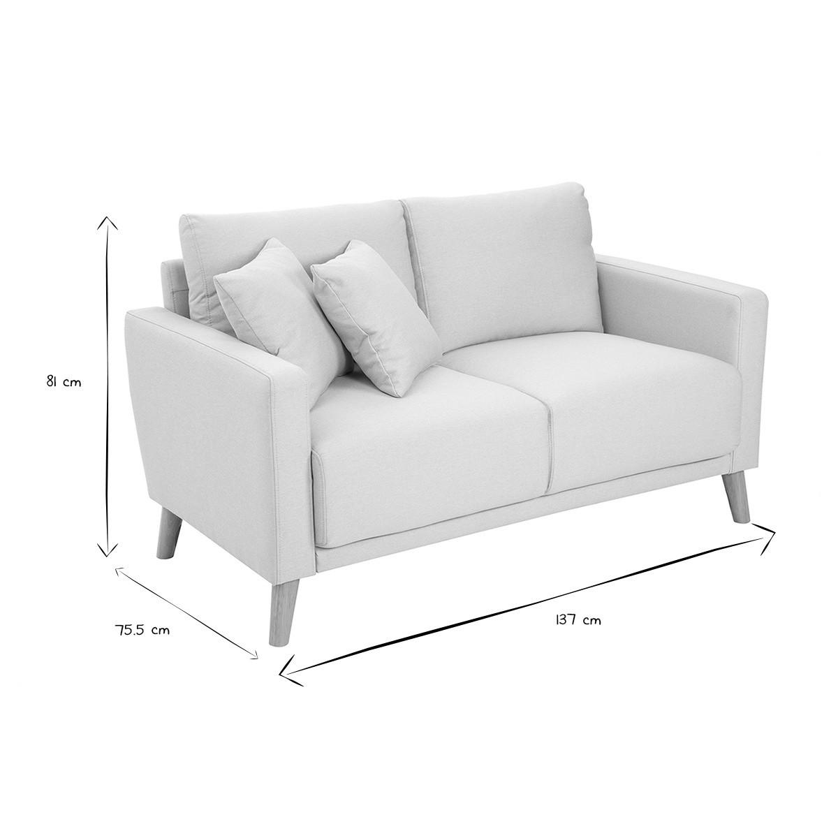 SOFA 2-Sitzer Stoff Beige Holz Hell MUNIK - Beige, Textil (137/81/75.5cm) - Miliboo