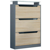SCHUHSCHRANK Space Eiche sägerau - Eiche San Remo, Holzwerkstoff (89/128/23cm) - Vladon