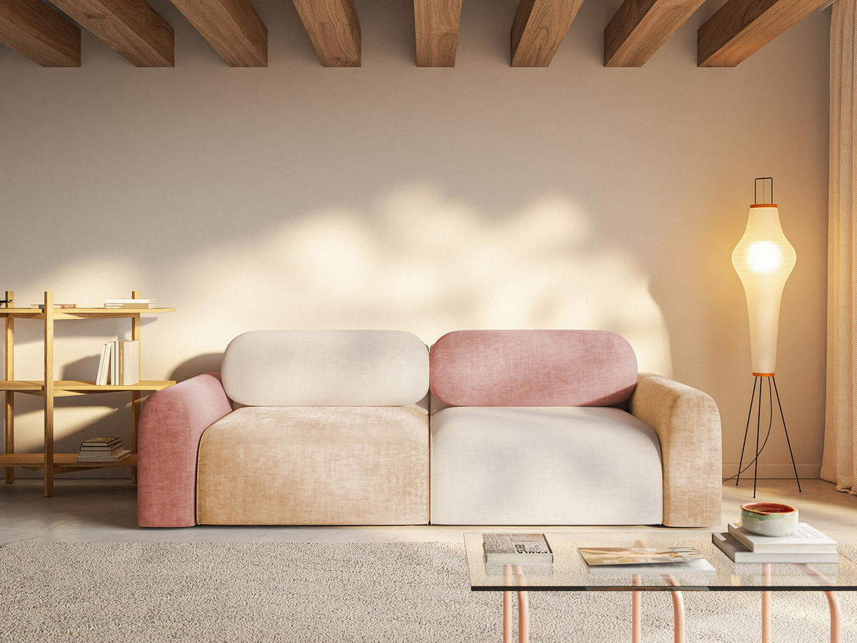 SOFA Sofa Tolfa mit Schlaffunktion, Mehrfarbig - Multicolor, Textil (246/100cm) - Fedve