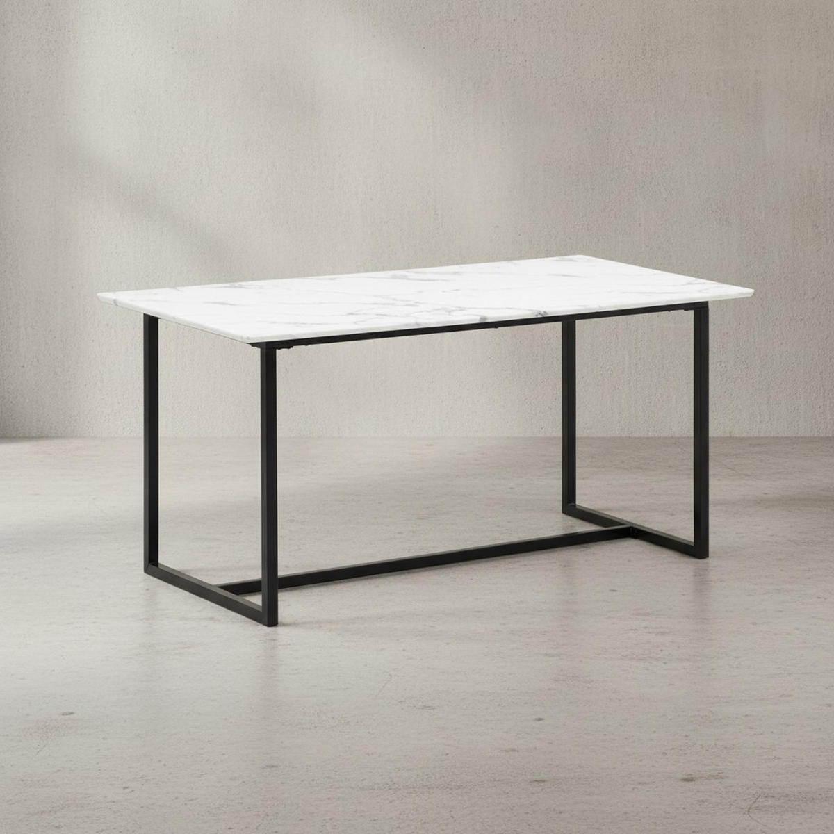 ESSTISCH Marmoroptik Metall Rechteckig Modern Klein, Weiß 200x90x76 cm - Schwarz/Weiß, Holzwerkstoff/Metall (90/200/76cm) - KADIMA DESIGN