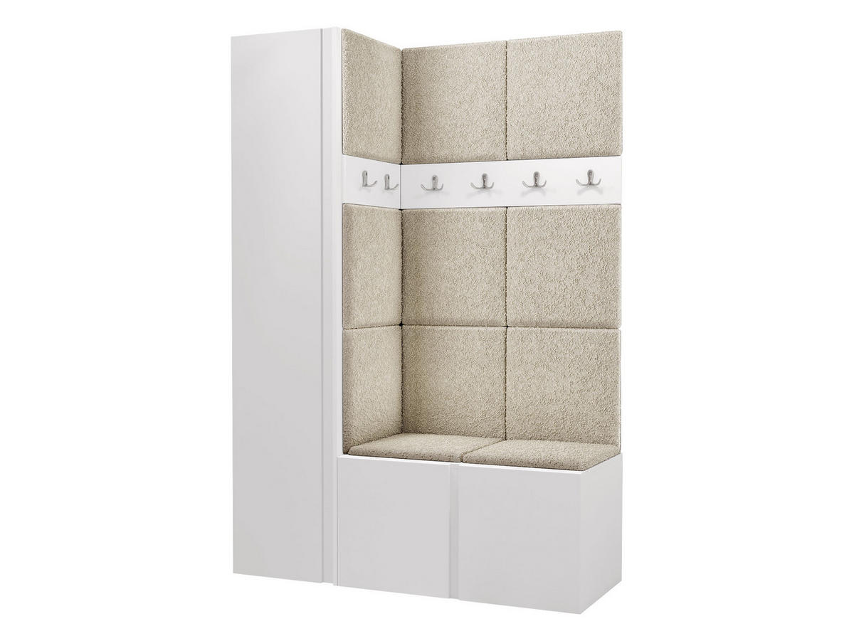 GARDEROBEN-SET Orion IX - Creme/Weiß, Holzwerkstoff/Kunststoff (124/186/46cm) - MIRJAN24