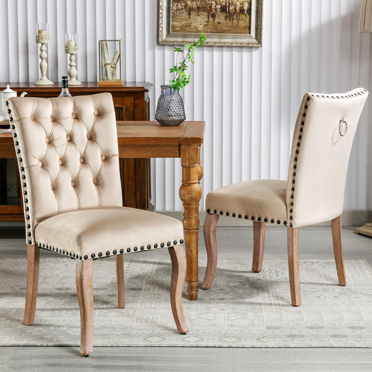 POLSTERSTUHL mit Kissen und Samtbezug Cappuccino 63x49x95 cm Textil 2er-Set - Cappuccino, Textil (63/95/49cm) - SONNENH