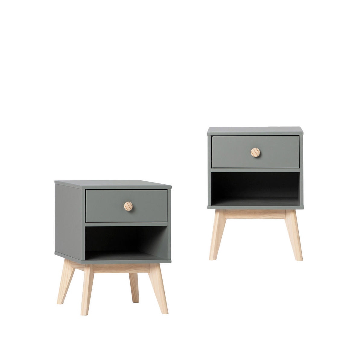 NACHTTISCH MIT 1 SCHUBLADE Luke Grün 40 cm x 53 cm 2er-Set - Grün, Holzwerkstoff (40/53/35cm) - Klast Home