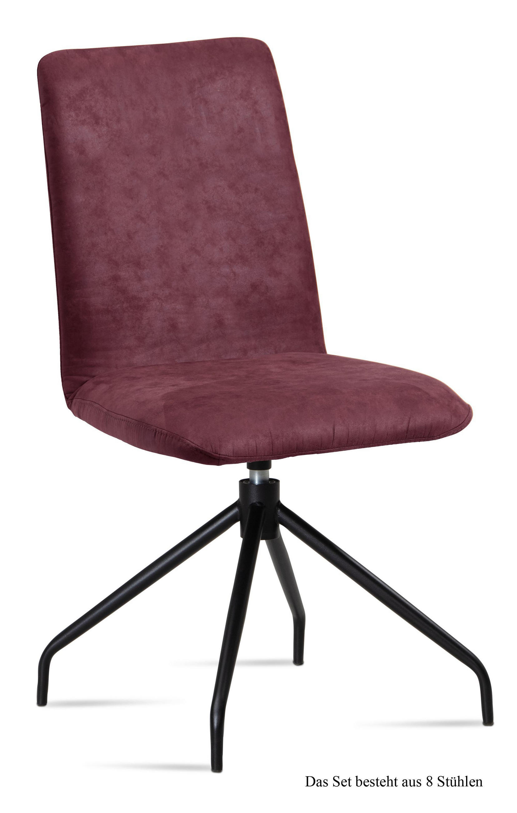 ESSZIMMERSTUHL drehbar (8er-Set) Divona 47x92x60 Schwarz/Marsala - Brombeere/Schwarz, Kunststoff (60/92/47cm) - 58aufmkessel