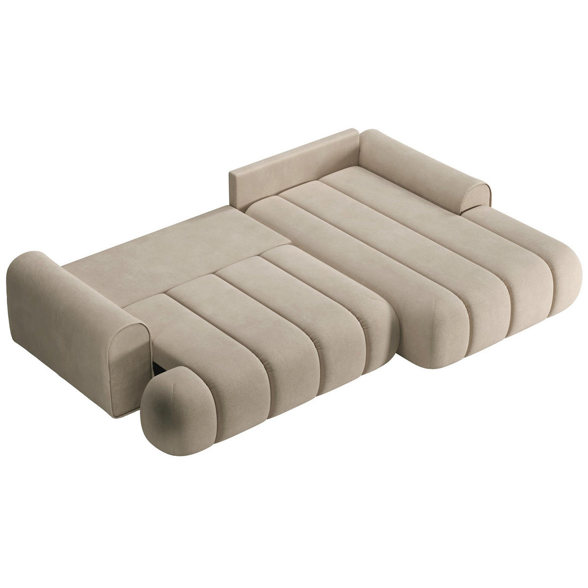 ECKSOFA Dandelino Beige mit Velours-Bezug, rechts - Beige/Schwarz, Kunststoff/Textil (172/271cm) - Selsey