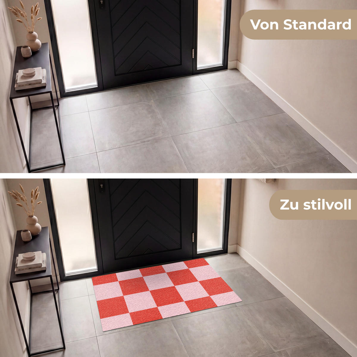 ROHOŽKA Šachovnicový vzor - červená - růžová - kostky 120x80 cm - červená, textil/umělá hmota (120/0.4cm) - MuchoWow