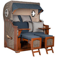 STRANDKORB 2-Sitzer Düne Mahagoni 593 - Blau/Hellgrau, Holz (125/170/80cm) - Mr. Deko