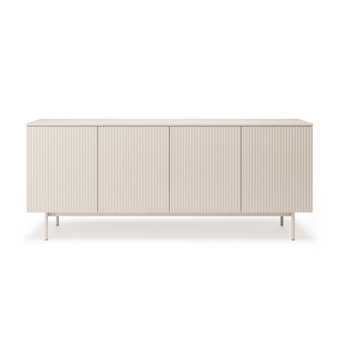 KOMMODE Soft mit 4 Türen und geriffelten Fronten, Kaschmir - Kaschmir, Holzwerkstoff/Metall (200/83/38cm) - Beautysofa