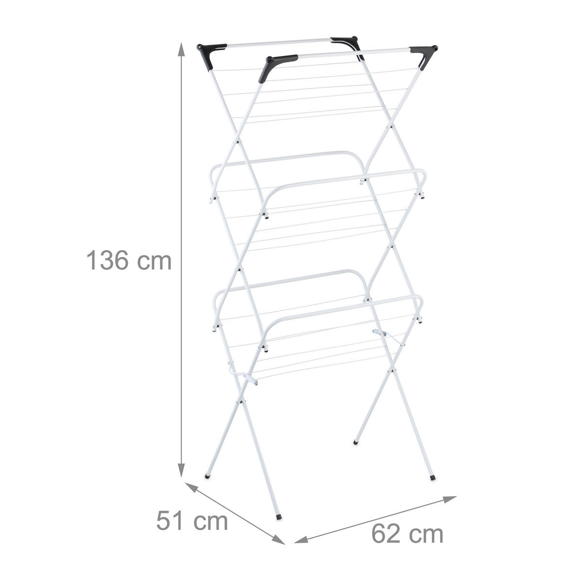 STOJAN na prádlo - biela, kov/plast (62/136/51cm) - Relaxdays