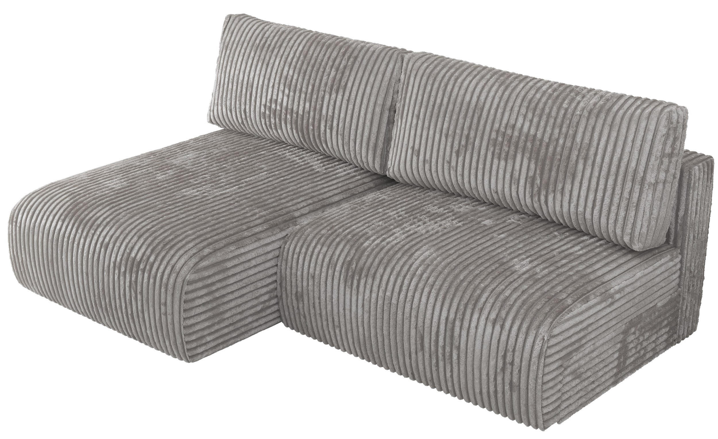 ECKSCHLAFSOFA VIVO L Grau Cord - links - Schwarz/Grau, Kunststoff/Textil (223/150cm) - MKS