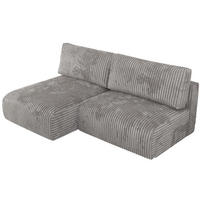 ECKSCHLAFSOFA VIVO L Grau Cord - links - Schwarz/Grau, Kunststoff/Textil (223/150cm) - MKS