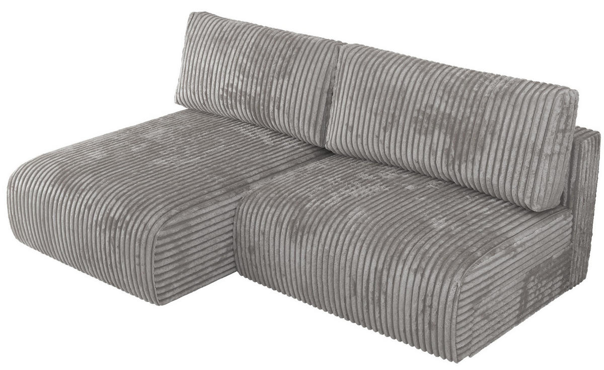 ECKSCHLAFSOFA VIVO L Grau Cord - links - Schwarz/Grau, Kunststoff/Textil (223/150cm) - MKS