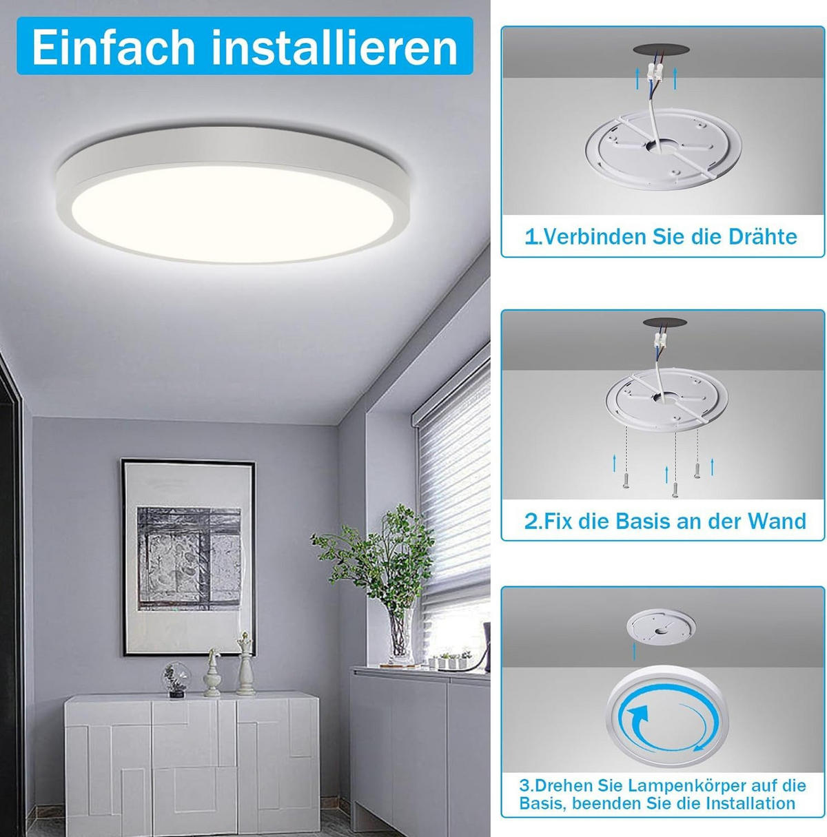 LED-DECKENLEUCHTE Hardy 23 cm - Weiß, Kunststoff (23/23/2.1cm) - Nettlife