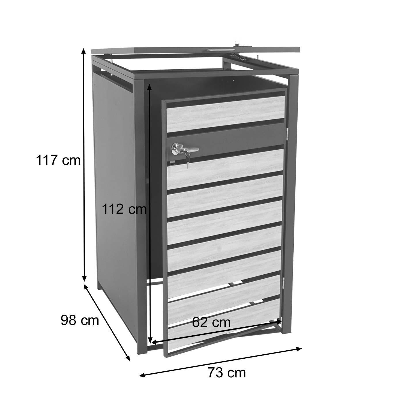 1ER-MÜLLTONNENVERKLEIDUNG Buche Dekor - Buchefarben, Metall (73/117/98cm) - MCW
