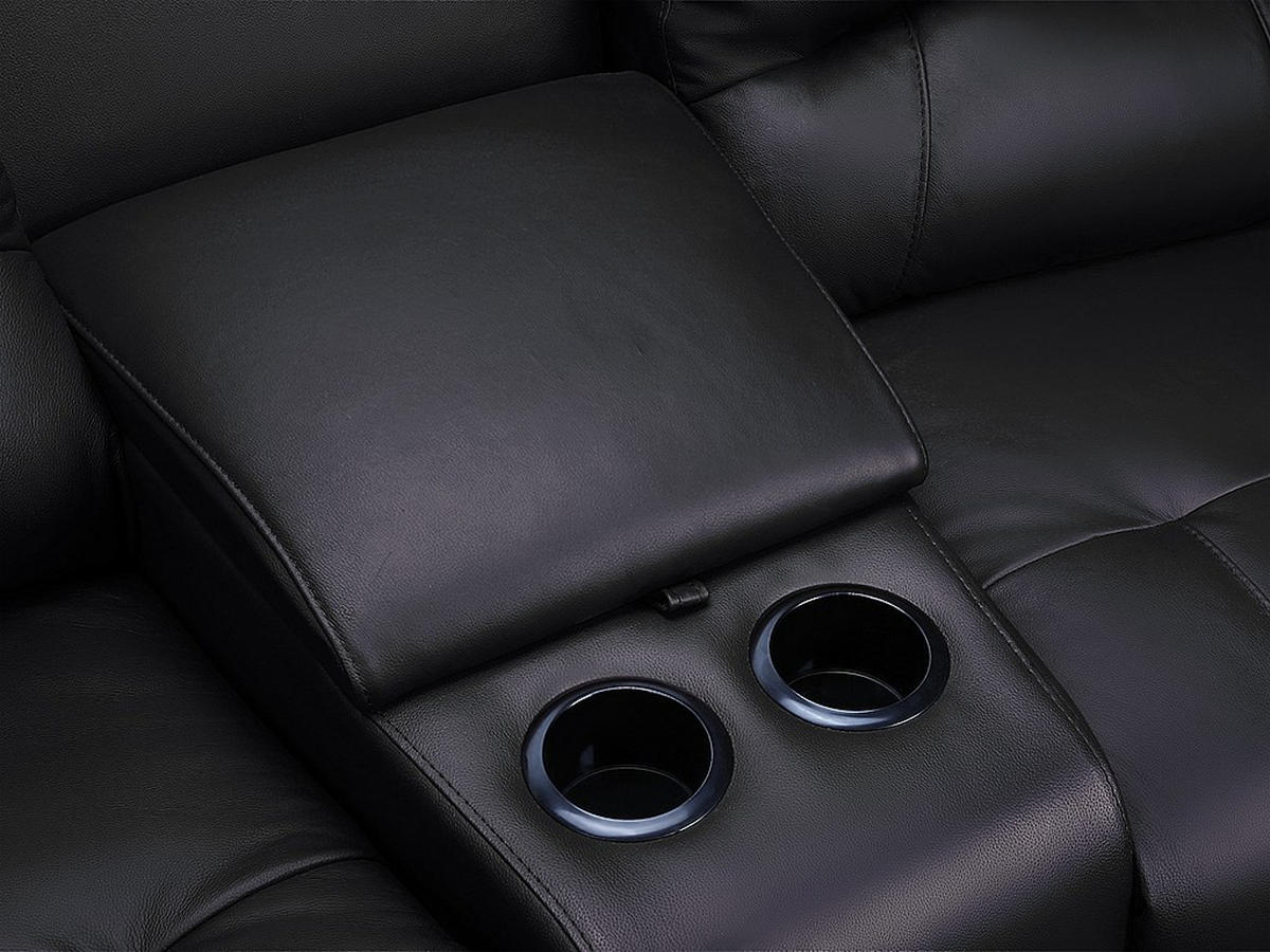 SOFAGARNITUR mit Relaxfunktion - 4 -Sitzer - Leder - schwarz - AROMA - Schwarz, Leder (308/97/99cm) - Vente-Unique