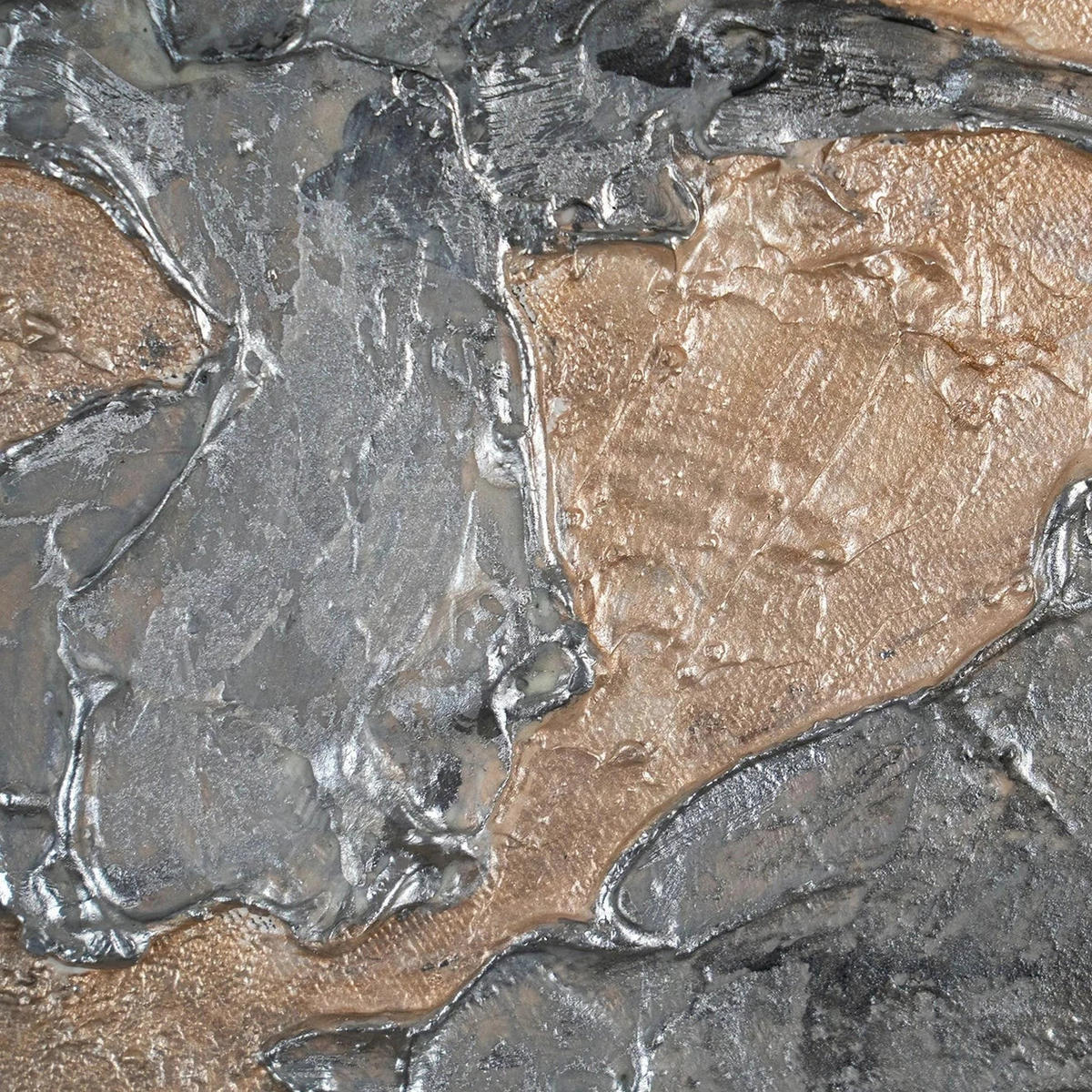 GEMÄLDE Silbener Planet nachtleuchtend 80 cm - Silberfarben, Holz (80/4cm) - YS-art gallery