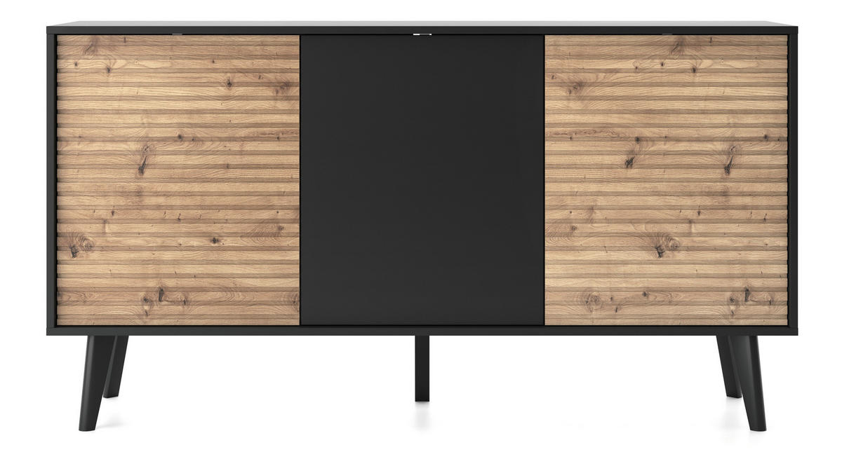 KOMMODE CONE K154 - Eichefarben/Schwarz, Holzwerkstoff (154/83/39cm) - Lookway