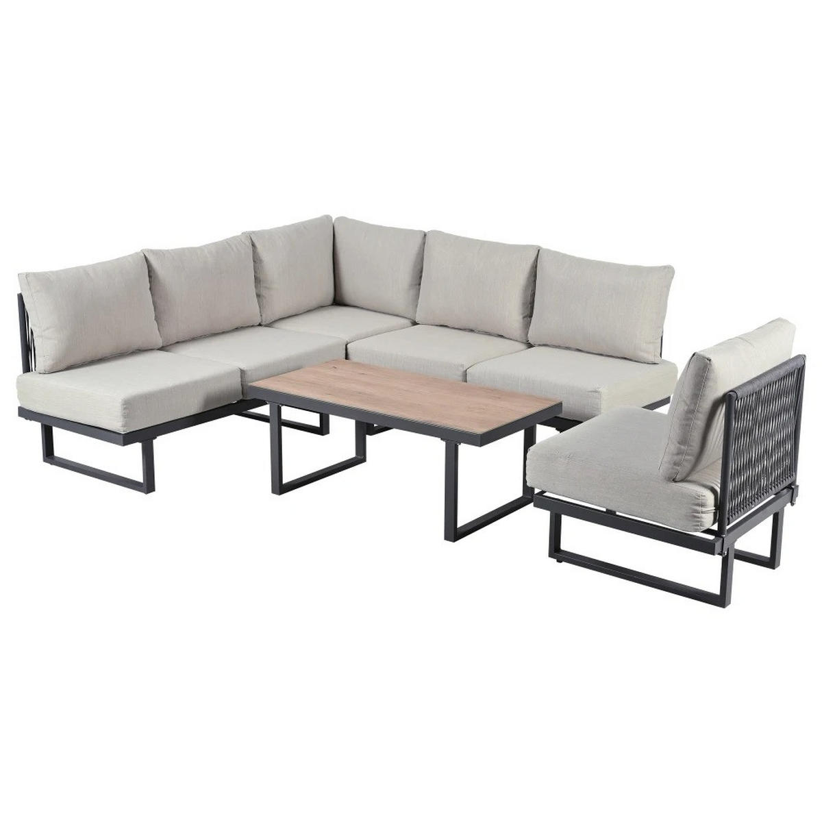 DINING-LOUNGESET 3-tlg. Ecksofa & Tisch Gartenmöbel - Beige, Textil - Kaket