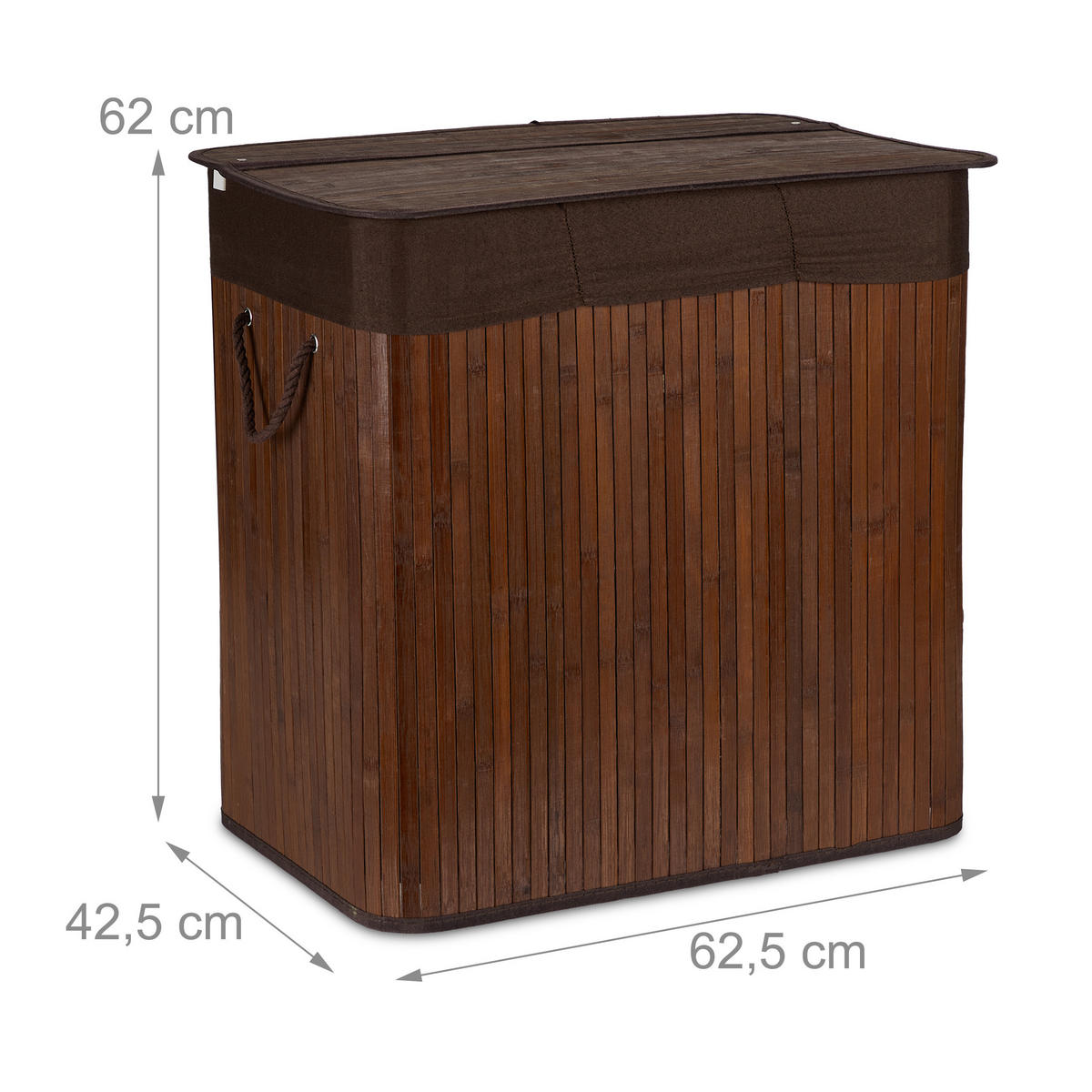 WÄSCHEKORB - Braun, Holz/Wellpappe (62.5/62/42.5cm) - Relaxdays