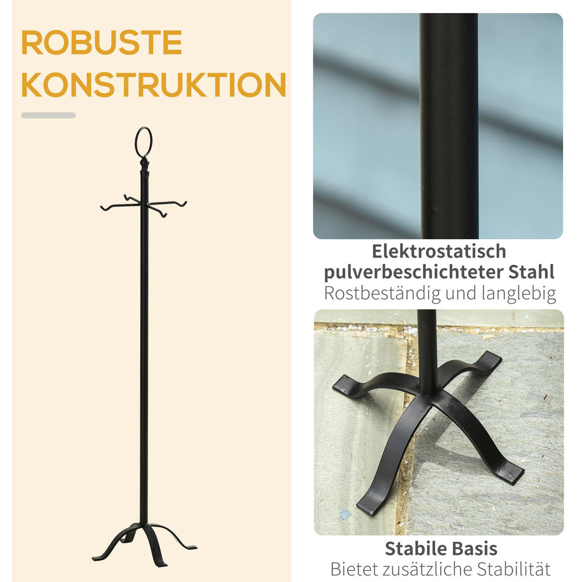 KAMINGARNITUR, Metall, Schwarz, 20L x 20B x 82,5H cm - Schwarz, Metall (20/82.5/20cm) - Outsunny