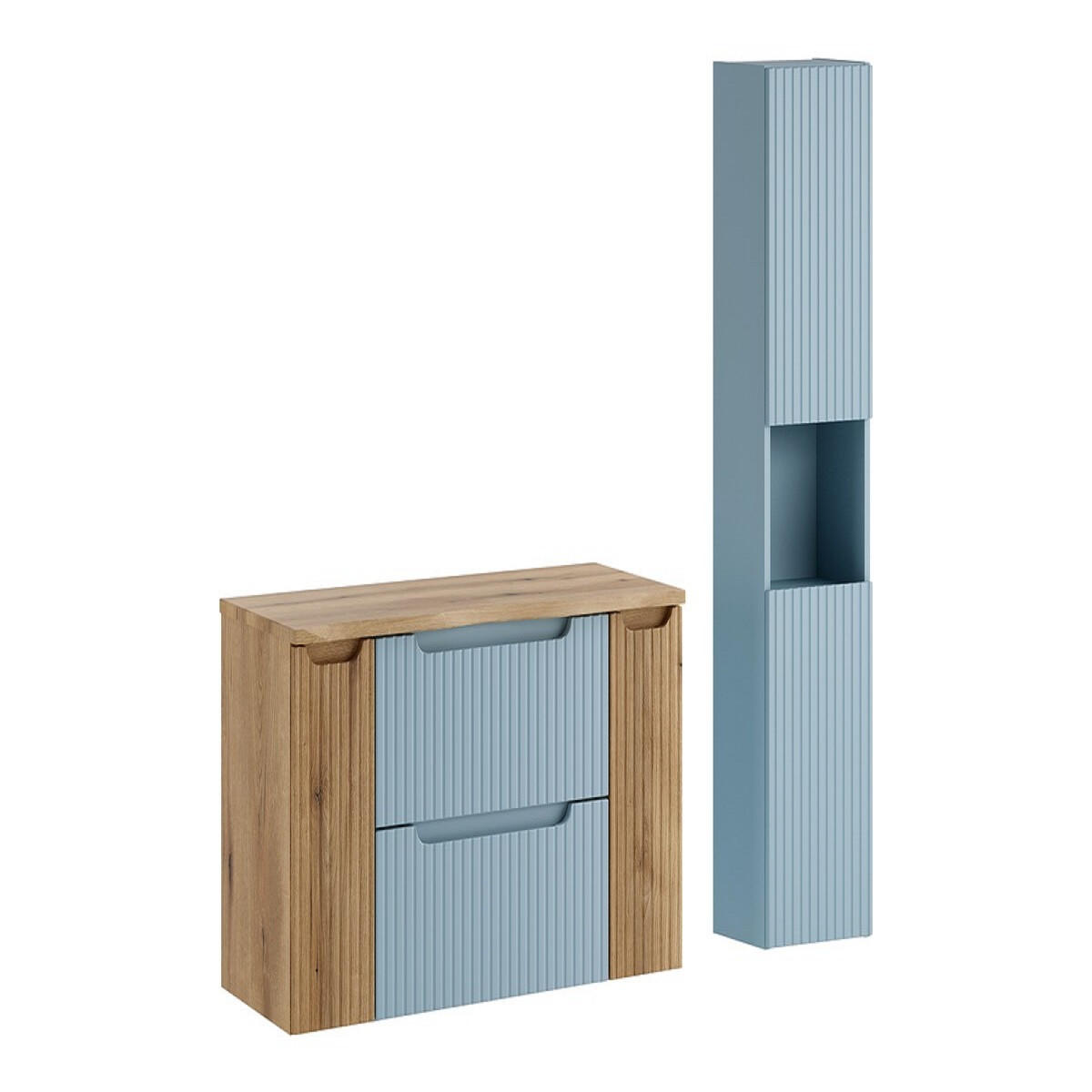 BADMÖBEL-SET 5 Teile - Nova Denim N BM378 in Denim - Dunkelblau, Holz (100/140/40cm)