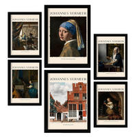 POSTER Set Mit 6 Johannes Vermeer Sammlung A3 & A4 Rahmenlos - Klar, Papier (29/3cm) - Nacnic