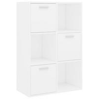 BÜCHESCHRANK mit 3 Fächern, 3 Türen 60/29,5/90 cm aus Holzwerkstoff Weiß - Weiß, Holz (60/90/29.5cm) - vidaXL